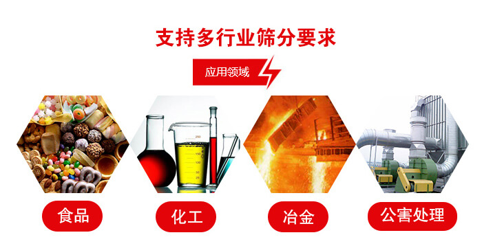 旋振篩適用的行業：食品行業，化工行業，冶金行業，公害處理等。